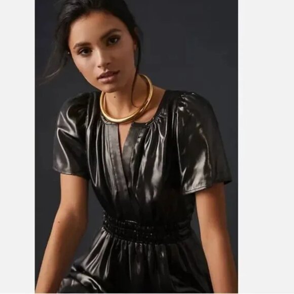 Anthropologie The Somerset Metallic Maxi Dress Size Small Witchy Goth Holiday - Picture 11 of 15